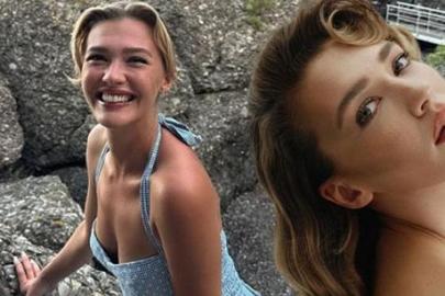 Melisa Döngel'in Rize tatili! Şelaleden atladı, horon tepti